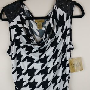 Valerie Stevens Houndstooth Blouse New